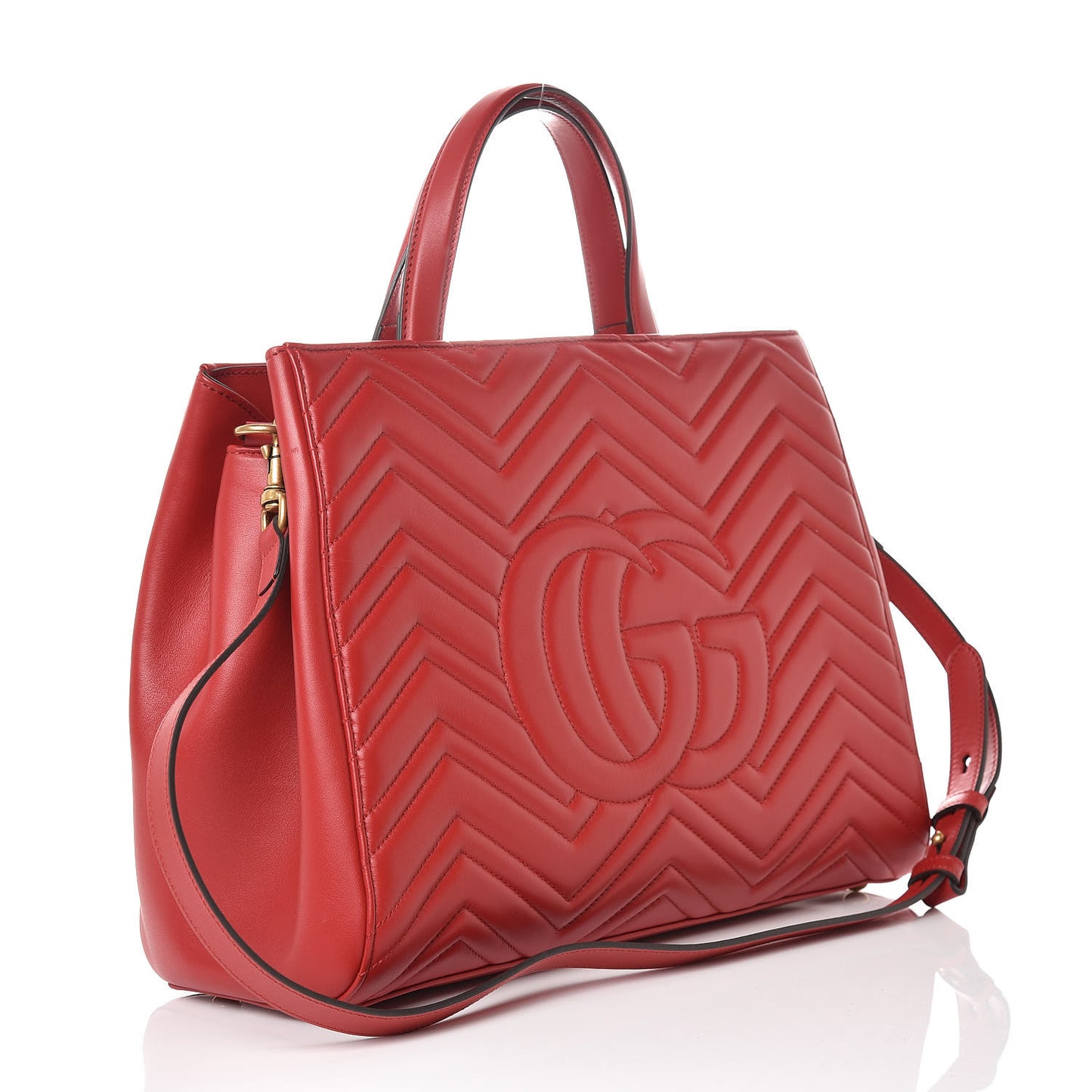 Calfskin Matelasse Medium GG Marmont Tote Hibiscus Red