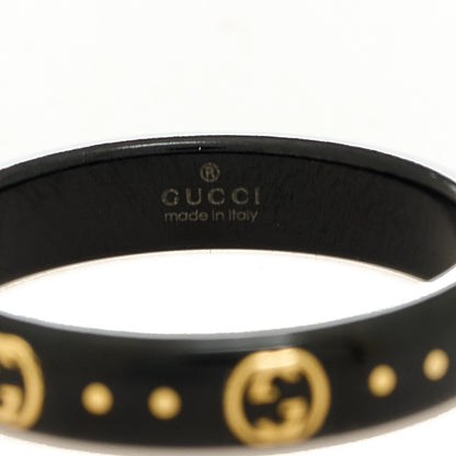 Gucci 18K Yellow Gold Synthetic Corundum Icon Ring 55 7.25 Black 5 of 7