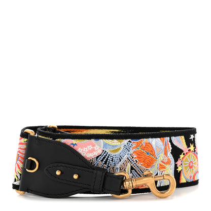 Christian Dior Canvas Embroidered Shoulder Strap Black Multicolor 1 of 6