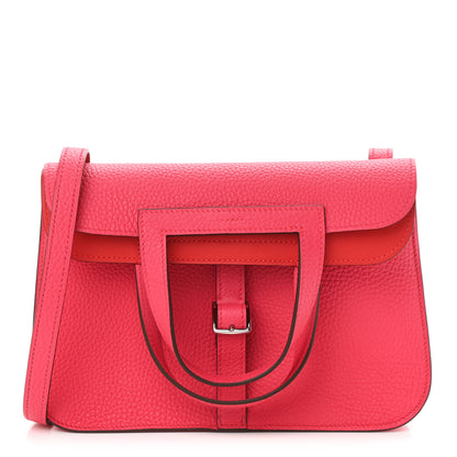 Hermes Taurillon Clemence Halzan 25 Rouge De Coeur Rose Extreme 1 of 9