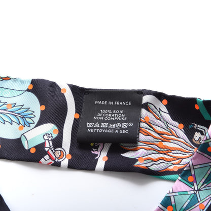 Hermes Silk Exposition Universelle Plumetis Twilly Black Vert Orange Fonce 2 of 3