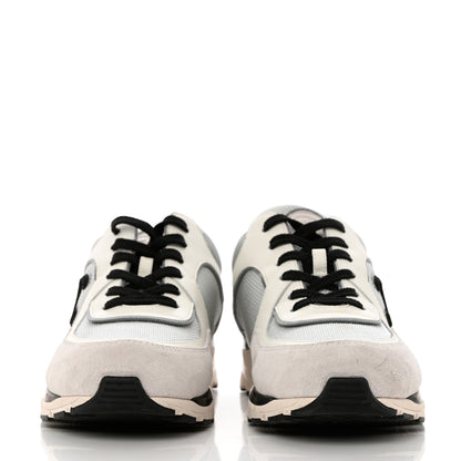 Chanel Mesh Suede Calfskin Womens CC Sneakers 41 White Silver Light Grey 2 of 11