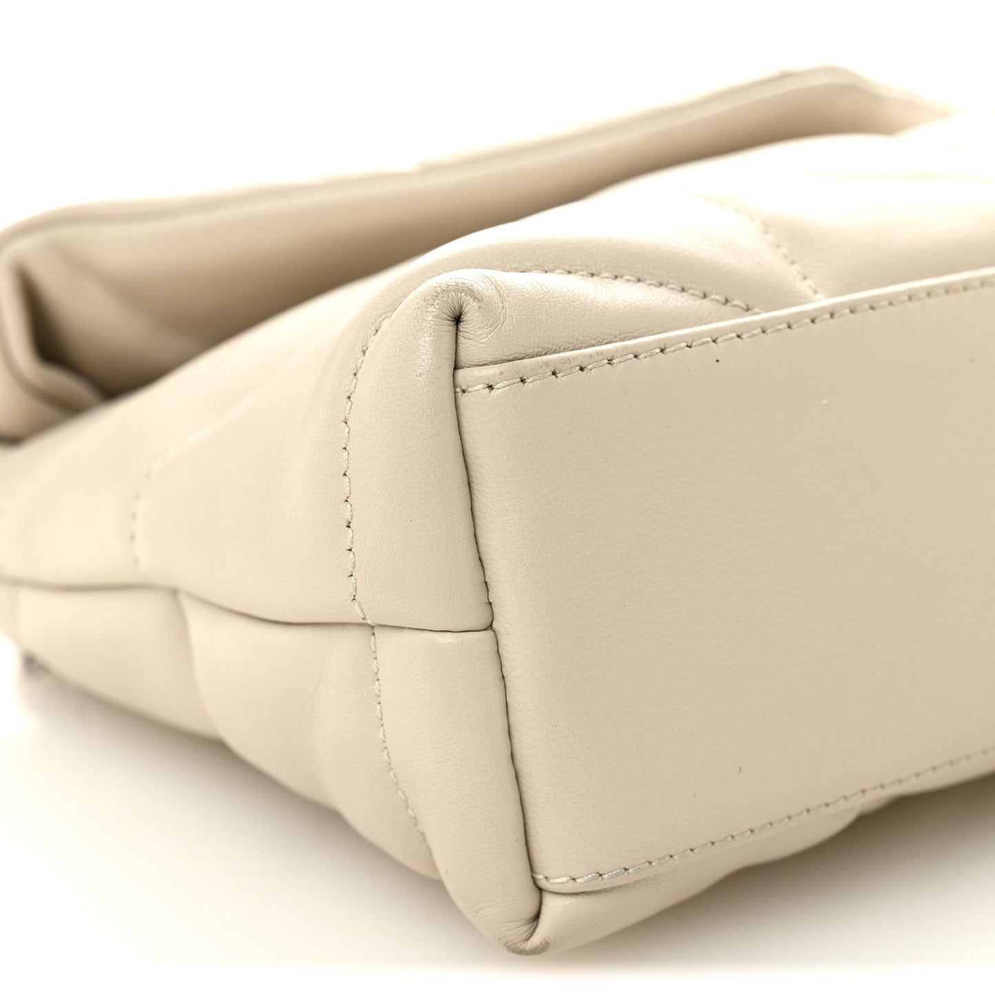 Lambskin Quilted Toy Loulou Puffer Monogram Chain Satchel Crema Soft
