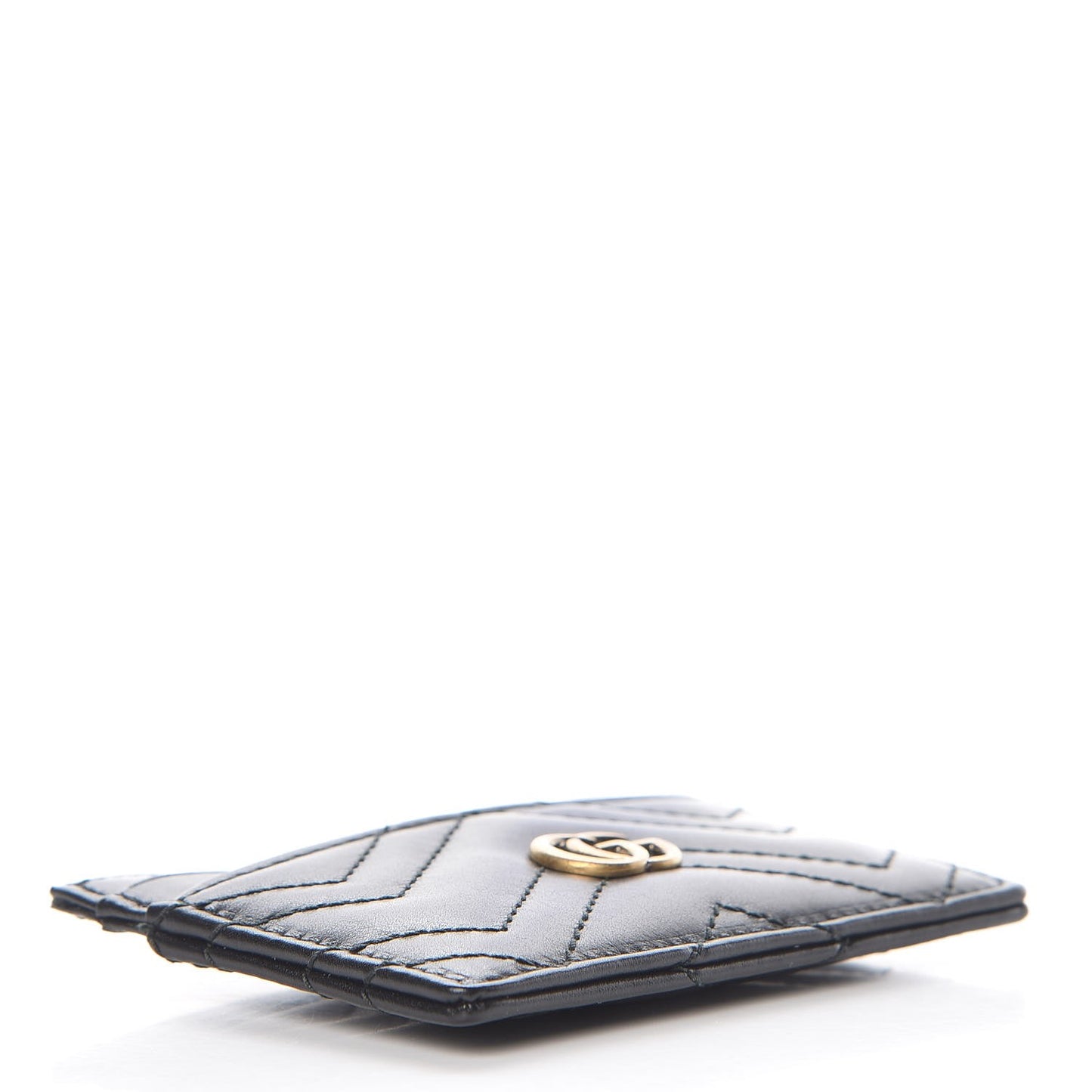 Calfskin Matelasse GG Marmont Card Holder Black