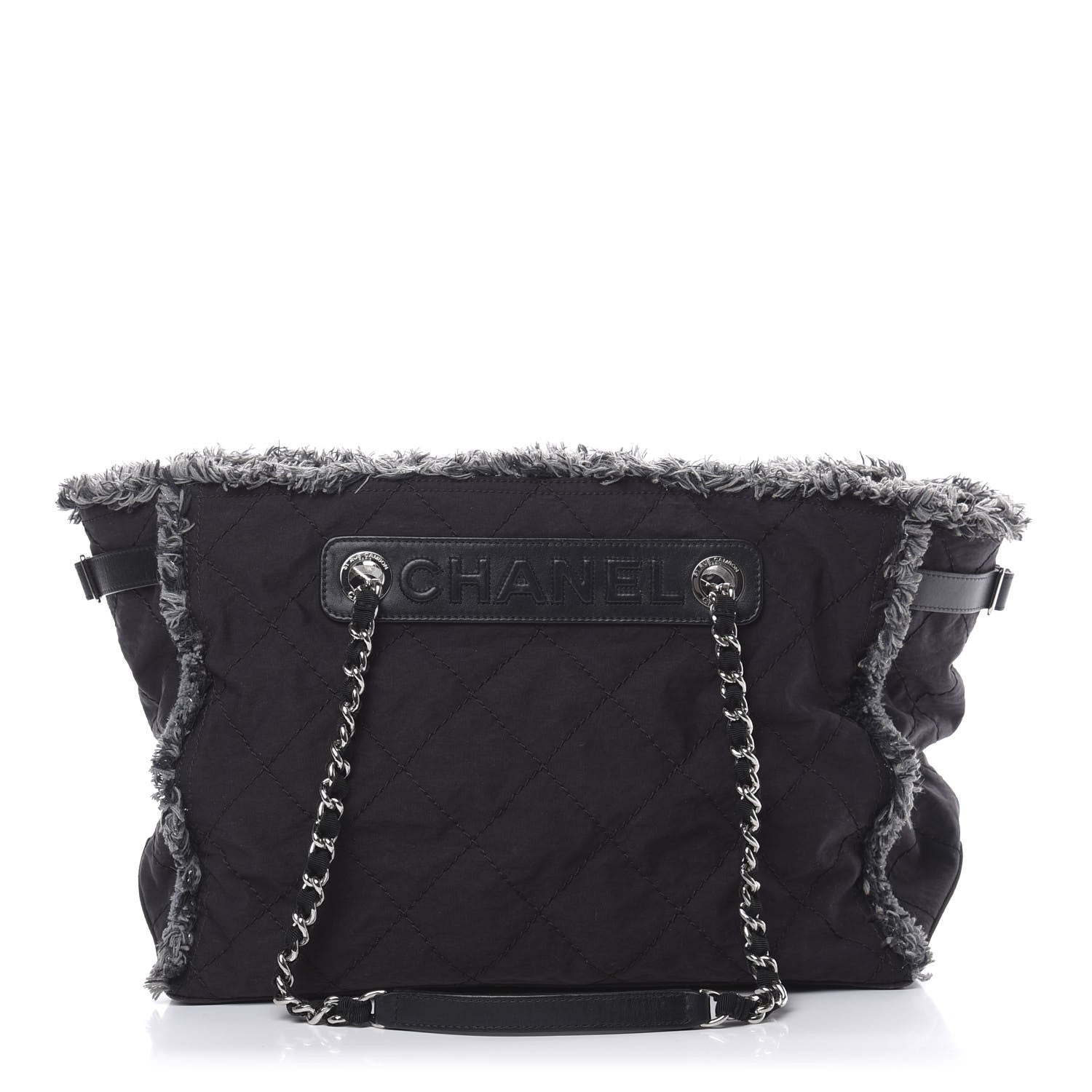 Chanel Canvas Stitched Tweed Large Tote Black 1 of 17