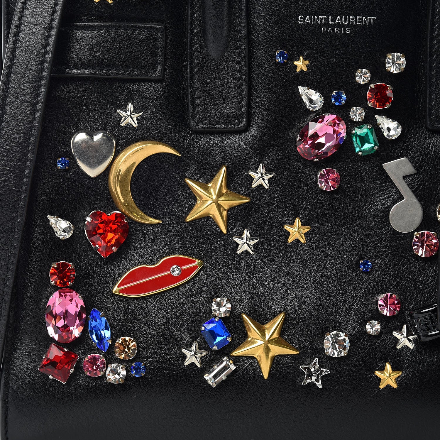 Saint Laurent Calfskin Crystal Embellished Nano Sac de Jour Black 12 of 17