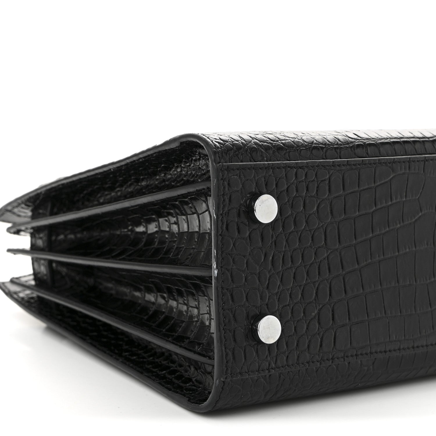 Saint Laurent Calfskin Crocodile Embossed Baby Sac De Jour Black 9 of 13