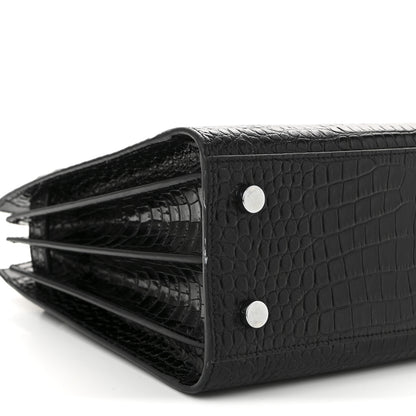 Saint Laurent Calfskin Crocodile Embossed Baby Sac De Jour Black 9 of 13