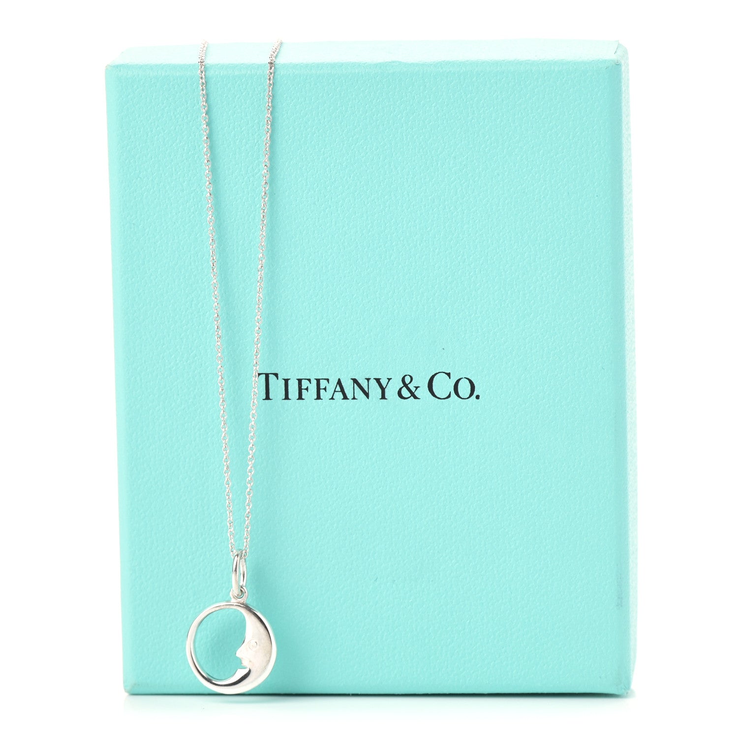 Tiffany Sterling Silver Moon Face Pendant Necklace 6 of 6
