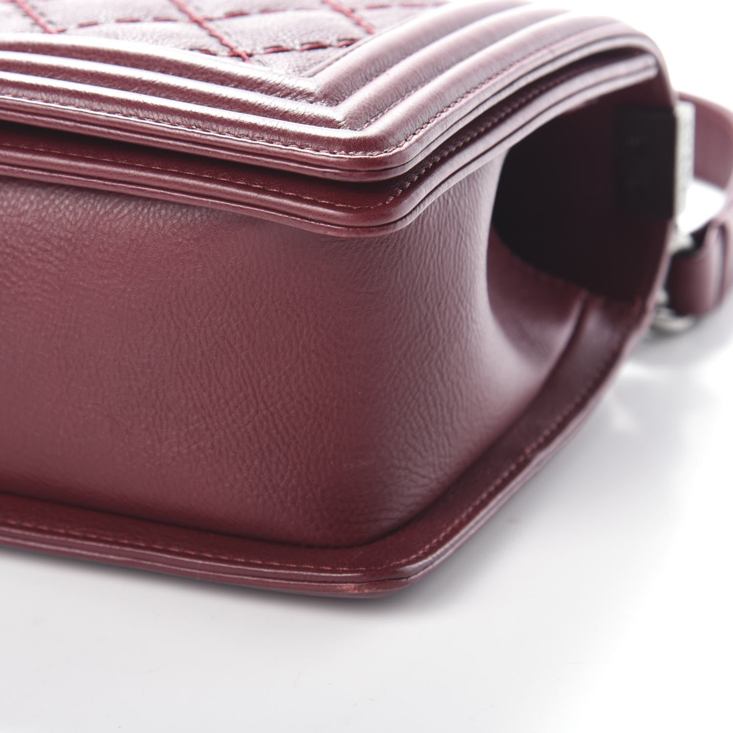 Chanel Calfskin Double Stitch Medium Boy Flap Burgundy 10 of 10