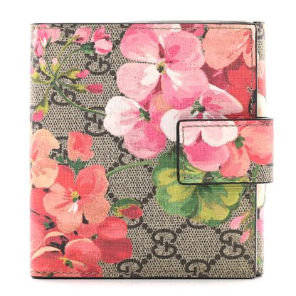 Gucci GG Supreme Monogram Blooms French Flap Wallet Beige Multicolor Dry Rose 1 of 6