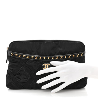 Chanel Nylon Grosgrain Large Lifestyle Pouch With Foldable Tote Black 6 of 14