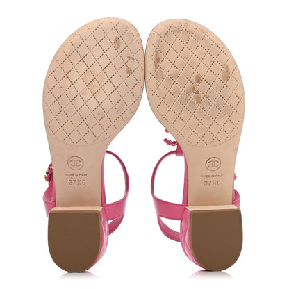Chanel Lambskin Chain CC Logo Thong Sandals 37.5 Pink 4 of 4