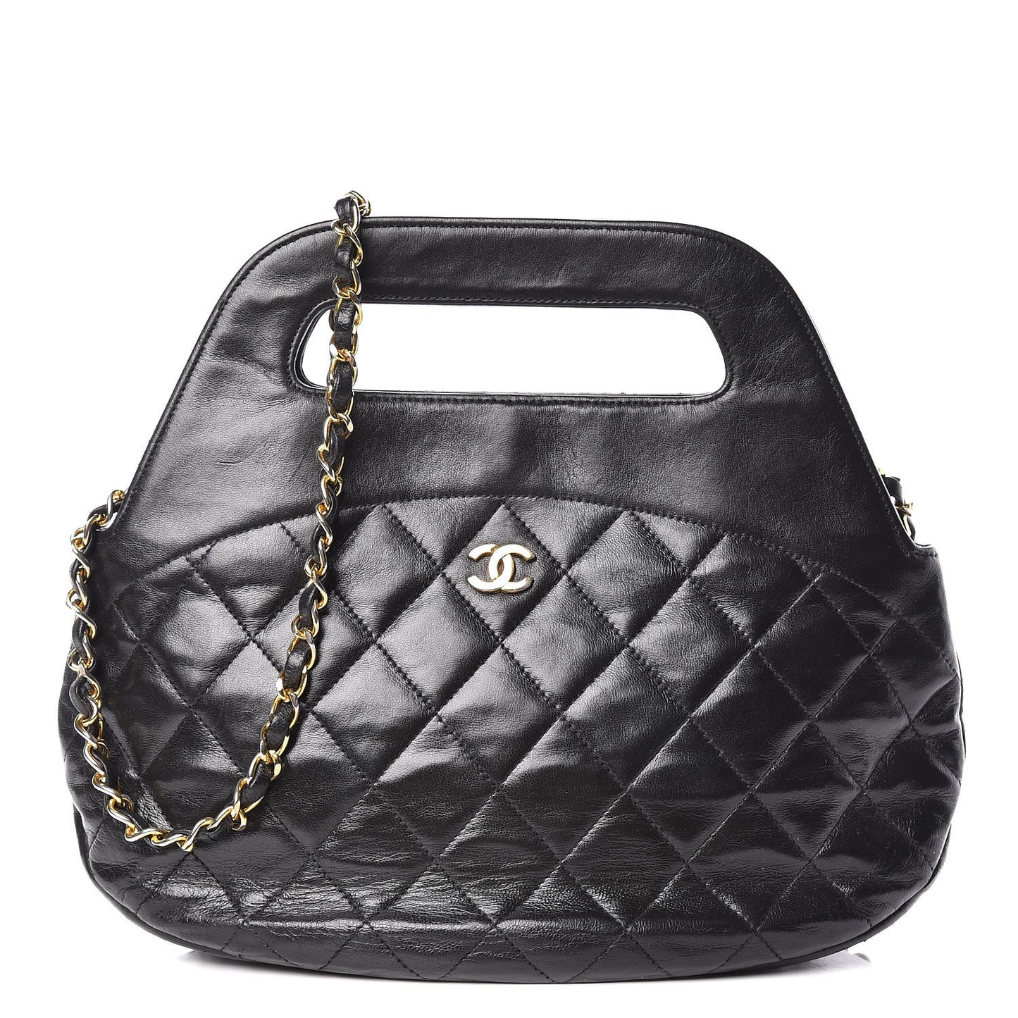 Lambskin Quilted CC Shoulder Bag Black