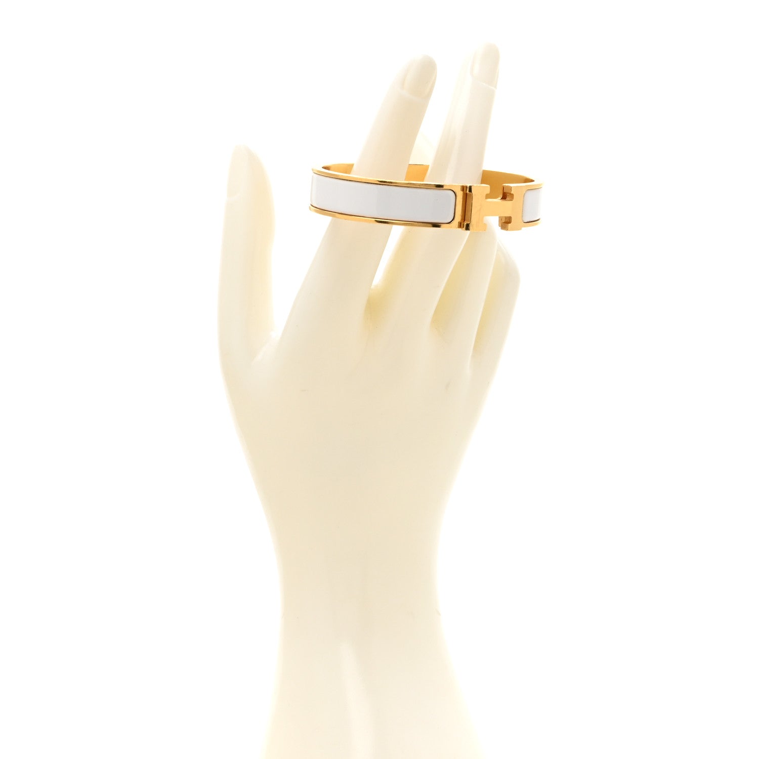 Hermes Enamel Narrow Clic Clac H Bracelet GM White 2 of 6