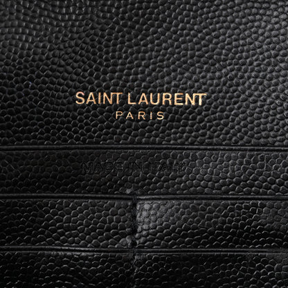Saint Laurent Grain De Poudre Mixed Matelasse Triquilt Monogram Chain Wallet Black 7 of 10