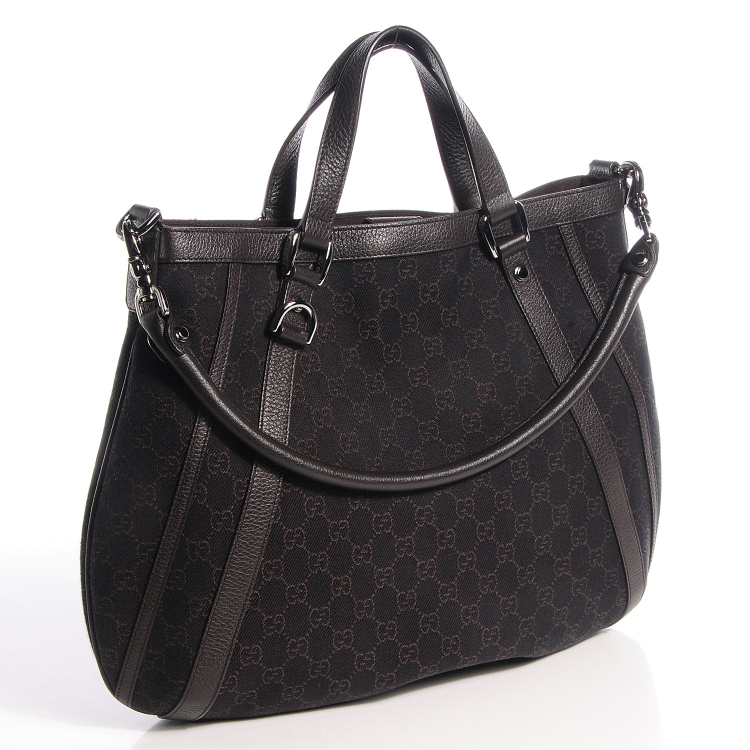 Gucci Monogram Medium Abbey Convertible Tote Dark Brown 3 of 7