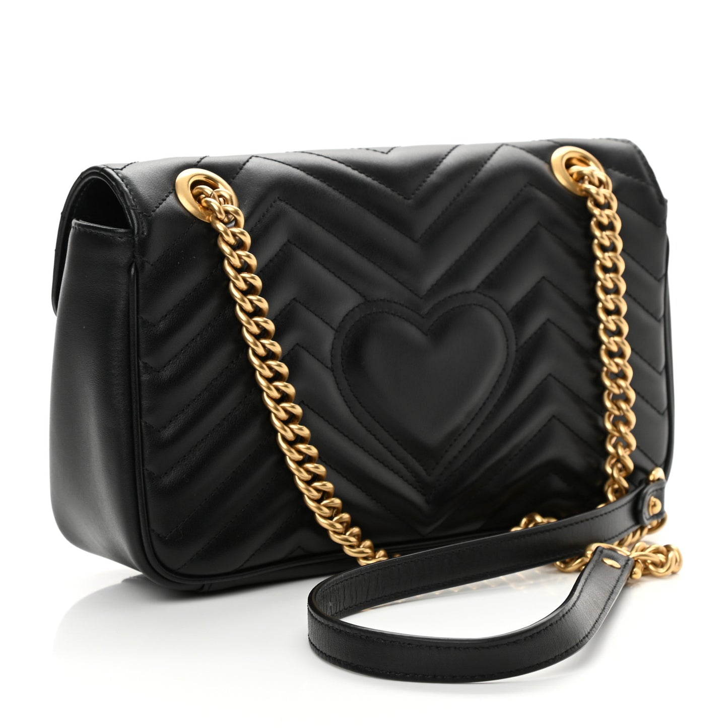 Calfskin Matelasse Small GG Marmont Shoulder Bag Black