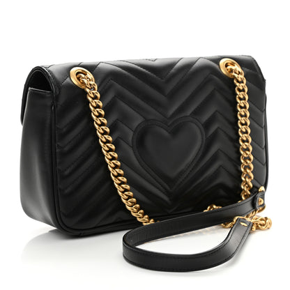 Gucci Calfskin Matelasse Small GG Marmont Shoulder Bag Black 2 of 7