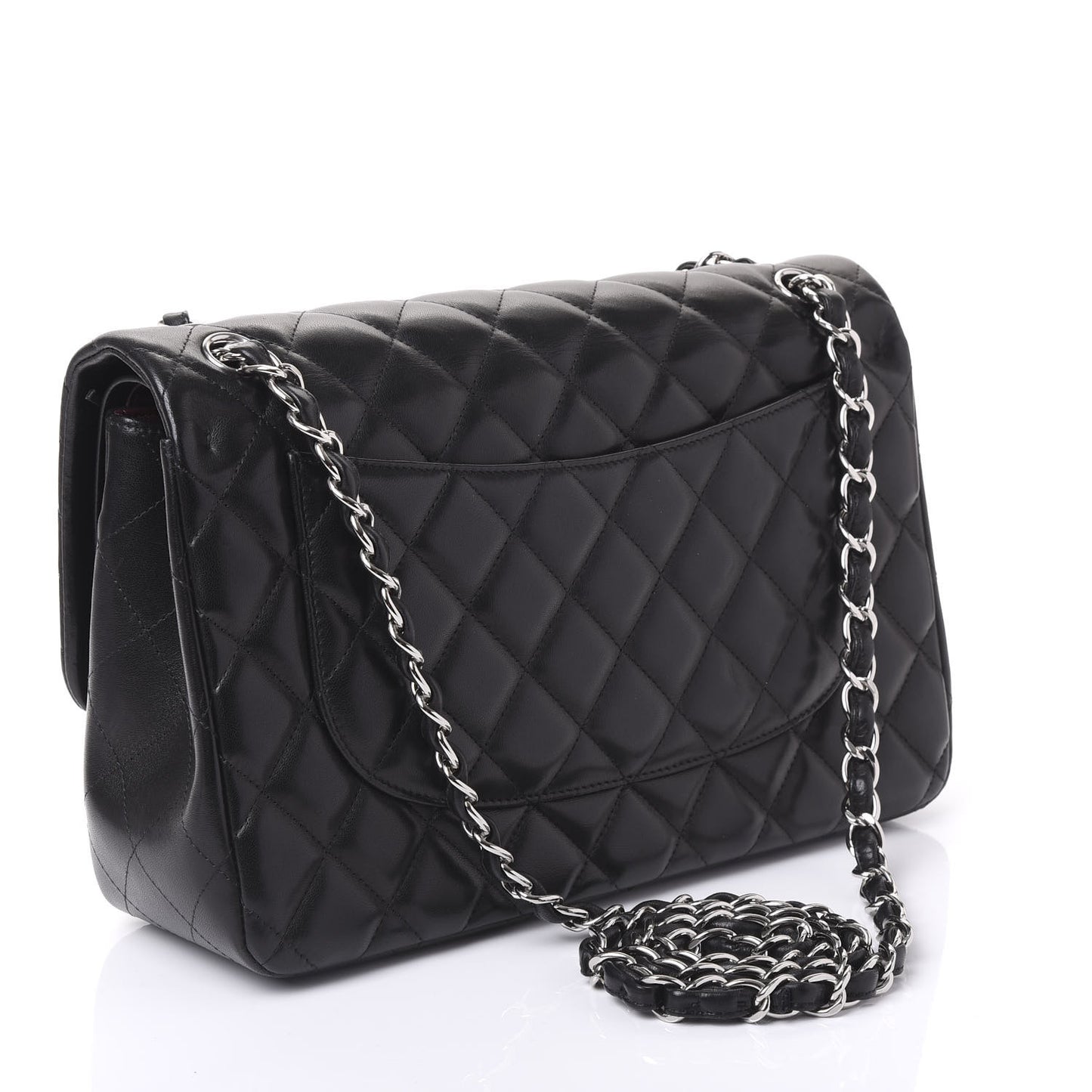 Lambskin Quilted Jumbo Double Flap Black