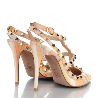 Valentino Garavani Nappa Native Couture 1975 Rockstud Ankle Strap 100mm Pumps 37 Mandarin Sorbet 4 of 7