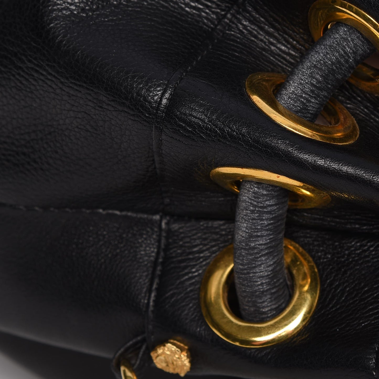 Calfskin Drawstring Bag Black