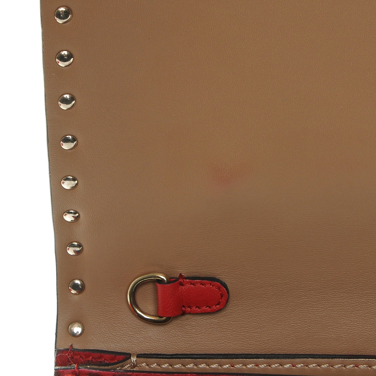 Valentino Garavani Calf Hair Leopard Print Rockstud Wristlet Clutch Red 8 of 8