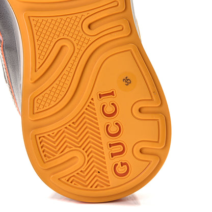 Gucci Calfskin Suede Mesh Lizard Embossed Womens Ultrapace Sneakers 35 Silver Anthracite Neon Orange 11 of 11