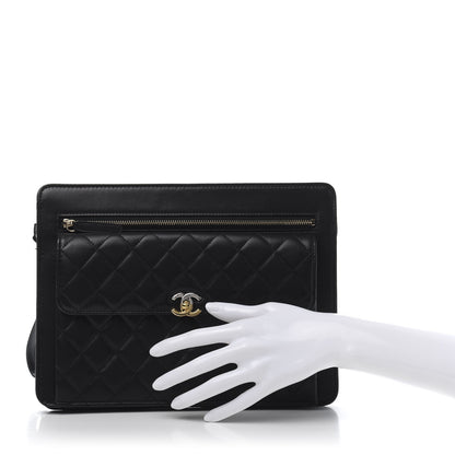 Chanel Lambskin Quilted Wristlet Clutch Black 2 of 11