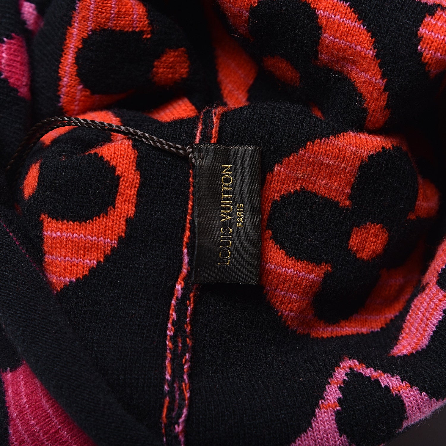 Louis Vuitton Wool Cashmere Monogram Sunset Snood Scarf Black 4 of 5