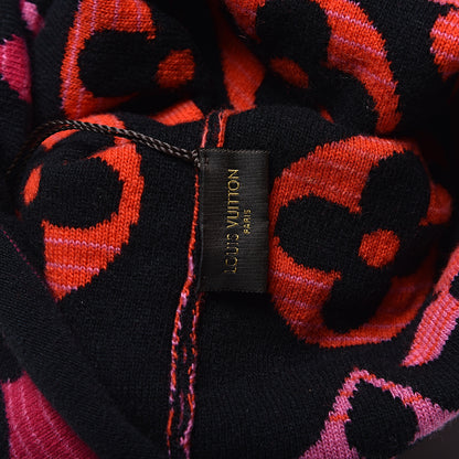 Louis Vuitton Wool Cashmere Monogram Sunset Snood Scarf Black 4 of 5