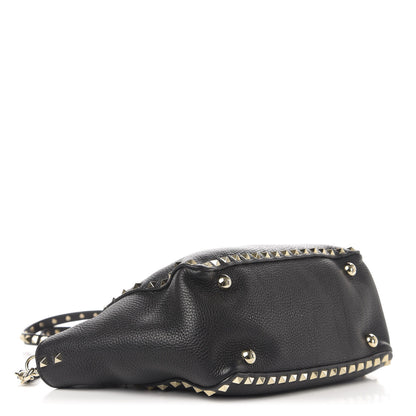 Valentino Garavani Grained Calfskin Small Rockstud Tote Black 5 of 10