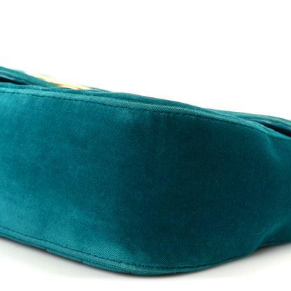 Gucci Velvet Matelasse Small GG Marmont Shoulder Bag Pavone Cyan 11 of 11