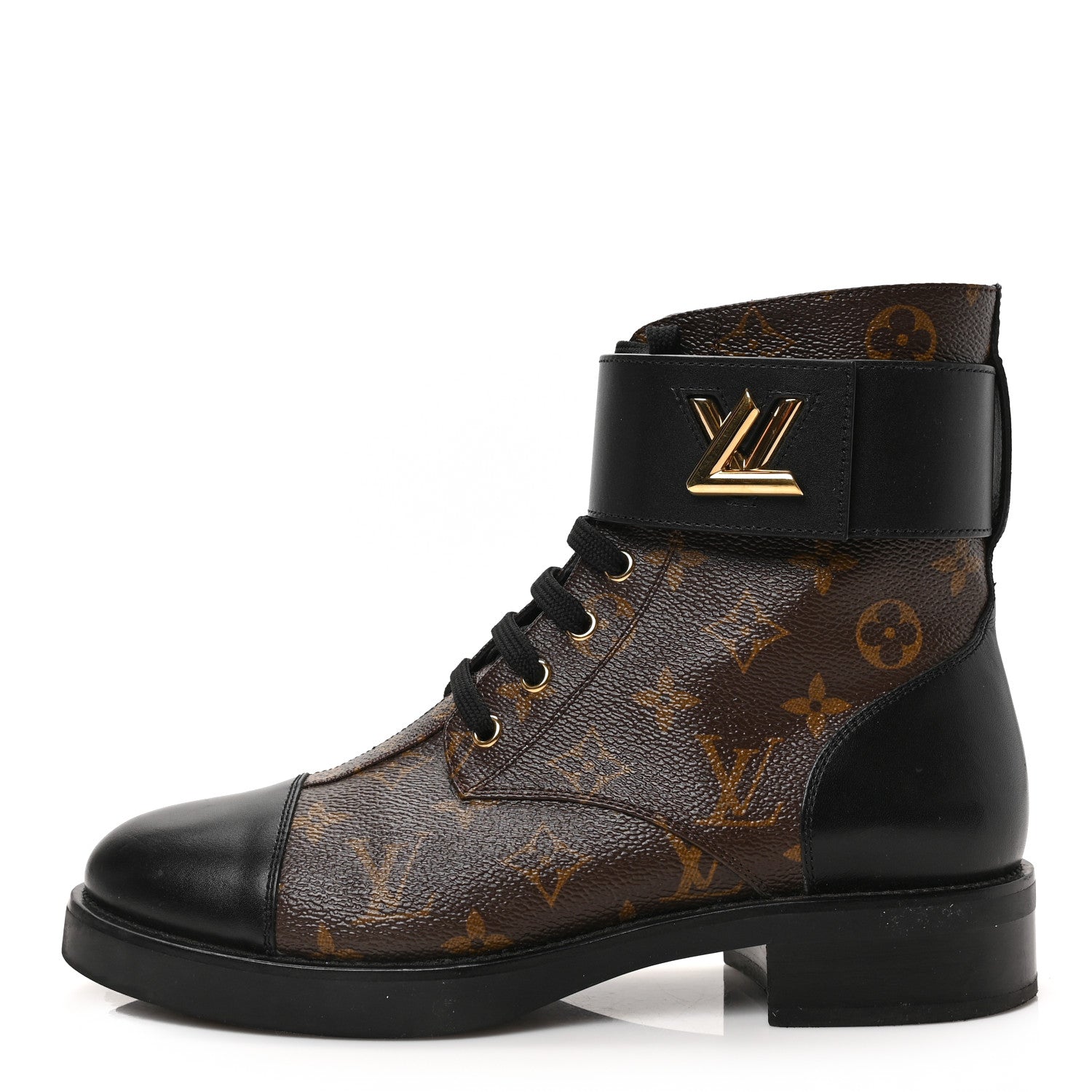 Louis Vuitton Calfskin Monogram Wonderland Flat Ranger Boots 40 Black 1 of 7