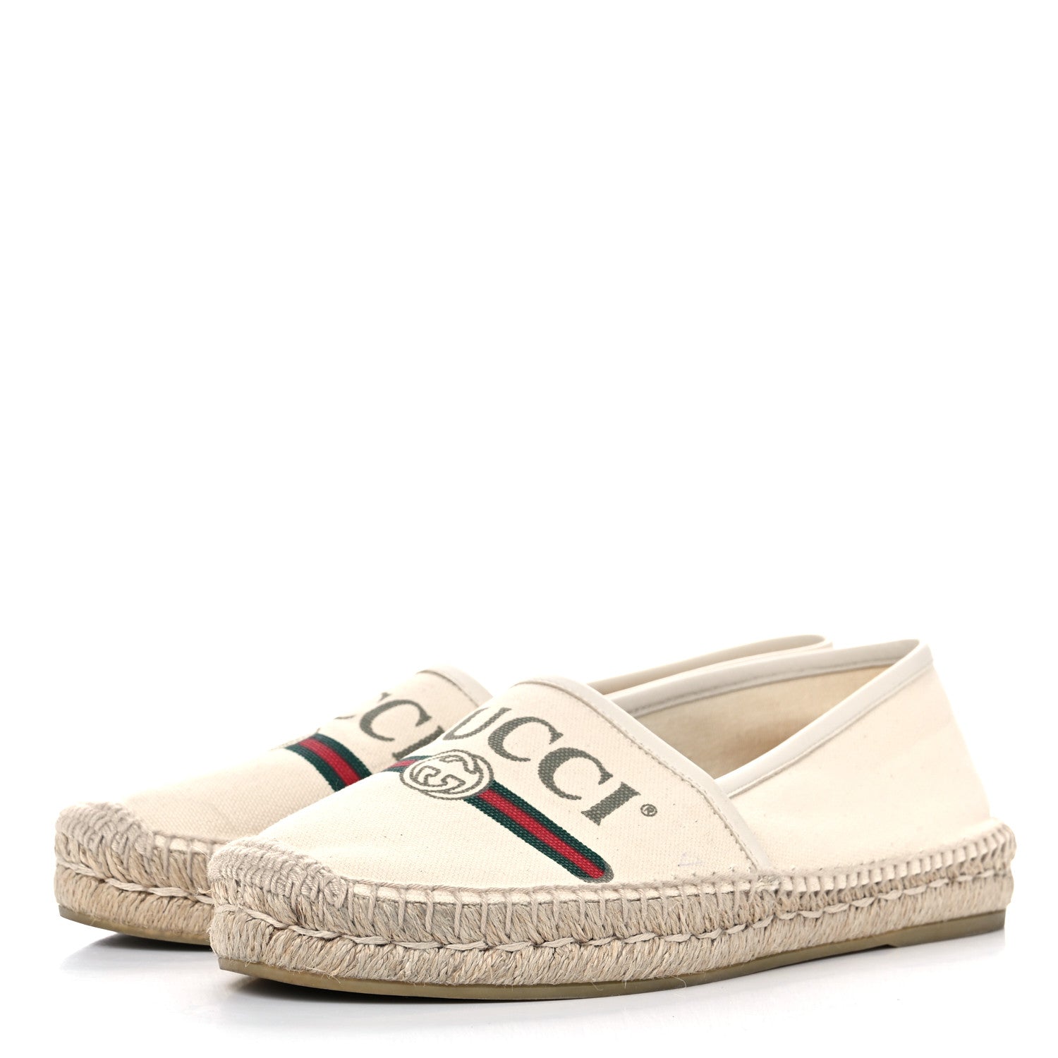 Gucci Canvas Logo Espadrilles 38 Greggio White 3 of 14