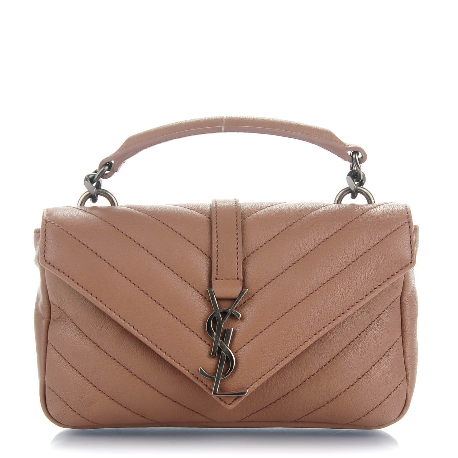 Saint Laurent Sheepskin Matelasse Chevron Monogram College Chain Wallet Fard 1 of 7