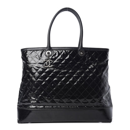 Chanel Calfskin Coated Canvas Quilted Tote Black 1 of 19