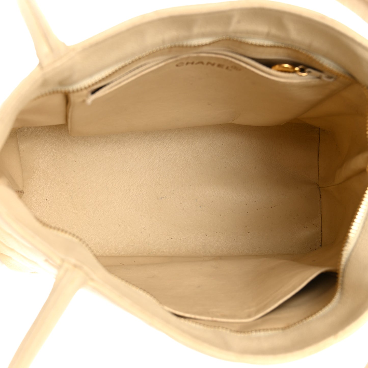 Caviar Quilted Medallion Tote Light Beige