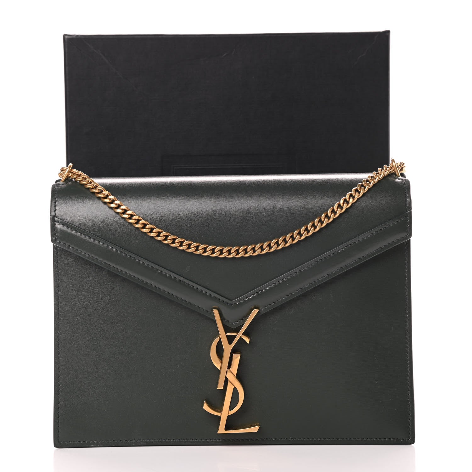 Saint Laurent Smooth Calfskin Monogram Cassandra Clasp Bag Dark Green 15 of 15