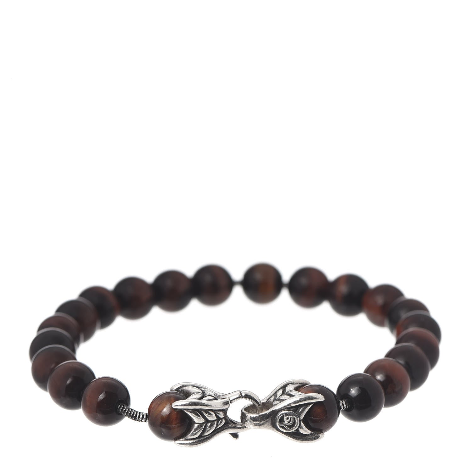 David Yurman Sterling Silver Red Tiger Eye 8mm Spiritual Beads Bracelet 3 of 6