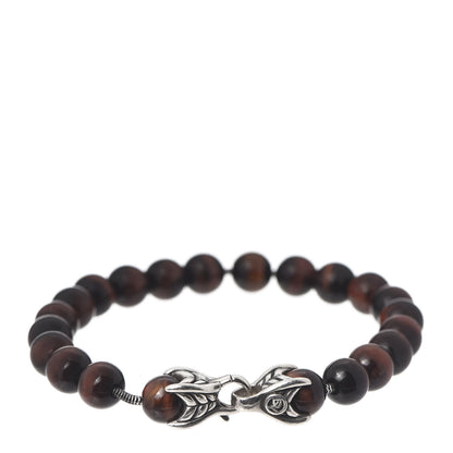 David Yurman Sterling Silver Red Tiger Eye 8mm Spiritual Beads Bracelet 3 of 6