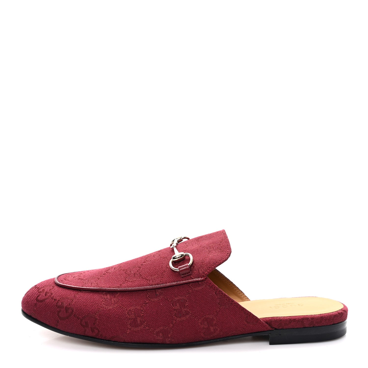 Gucci New Canvas GG Monogram Malaga Kid Womens Princetown Slippers 40 Rosso Ancora 1 of 10