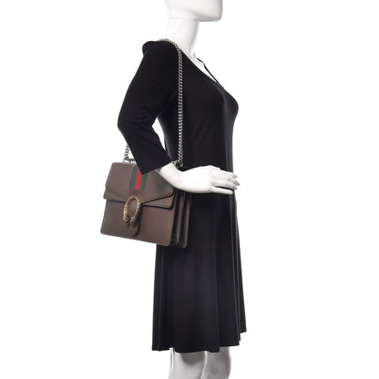 Gucci Textured Calfskin Web Medium Dionysus Shoulder Bag New Acero 2 of 9