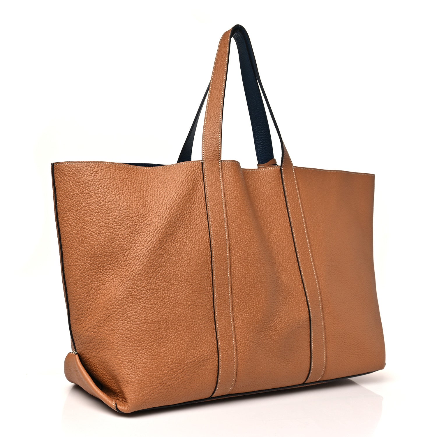 Moynat Taurillon Gex Calfskin Duo Reversible Tote GM Bleu Acier Canelle 6 of 16