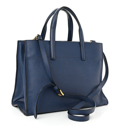 Prada Saffiano Soft Triple Pocket Tote Bluette 3 of 14