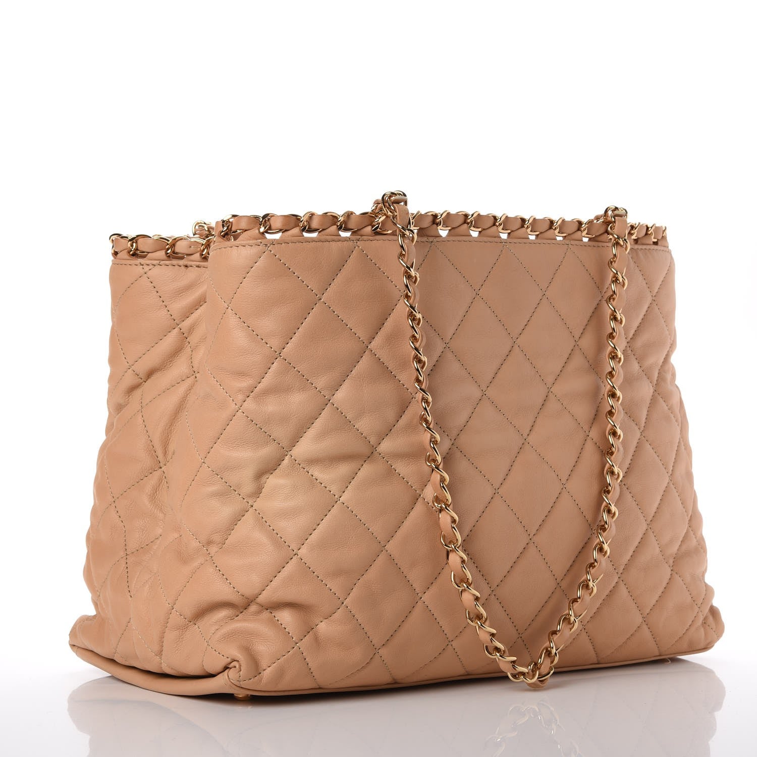 Chanel Lambskin Quilted Small Chain Me Tote Light Beige 3 of 7