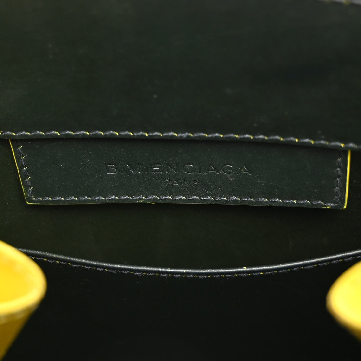 Balenciaga Rubberized Calfskin Papier Mini A4 Zip Around Tote Green Yellow 6 of 10
