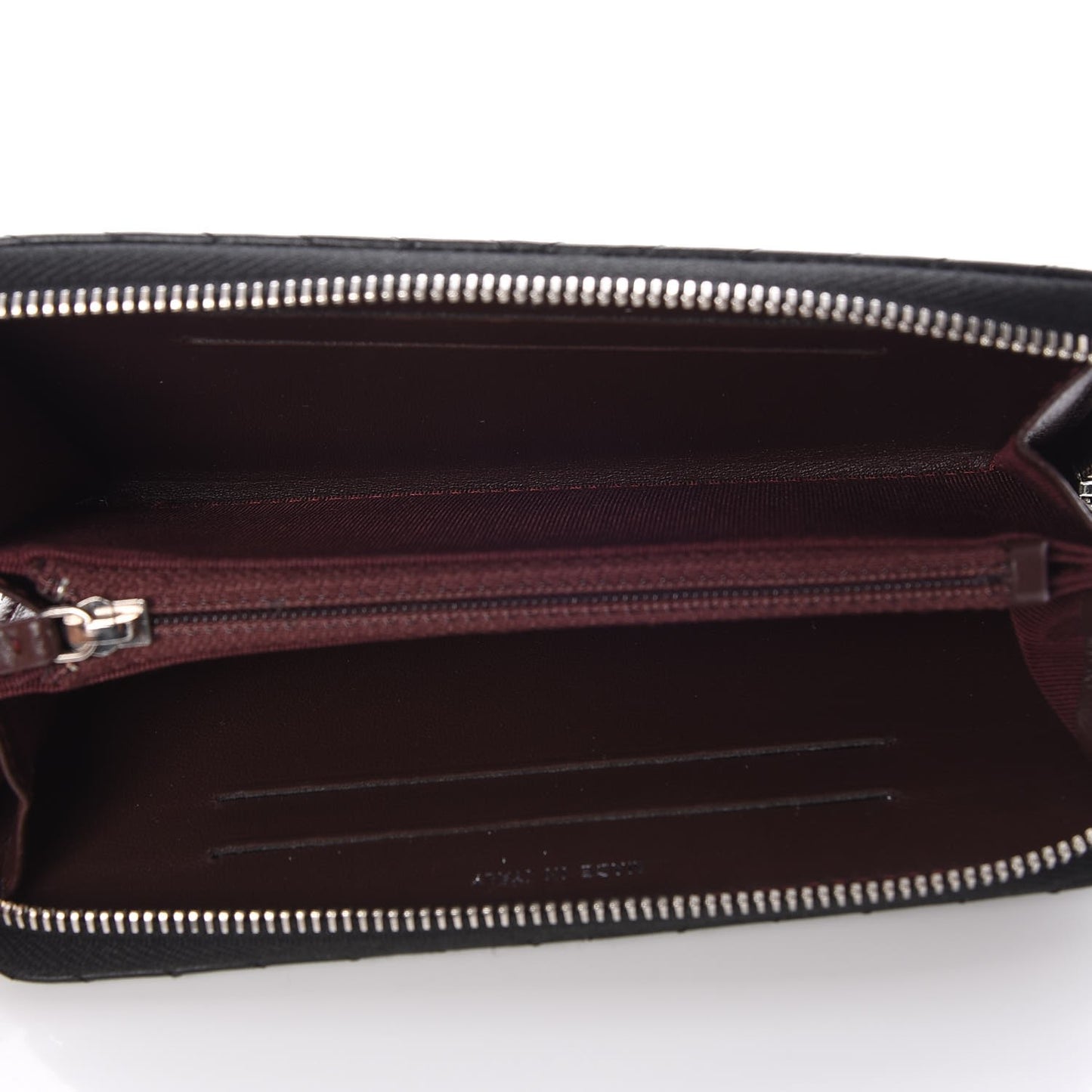 Lambskin Chevron Quilted Small Zip Around Wallet Black