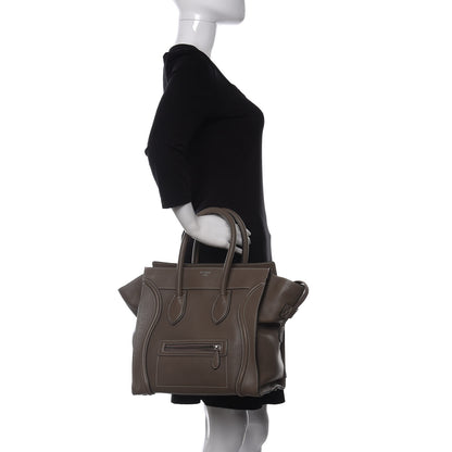 Celine Drummed Calfskin Mini Luggage Souris 2 of 13