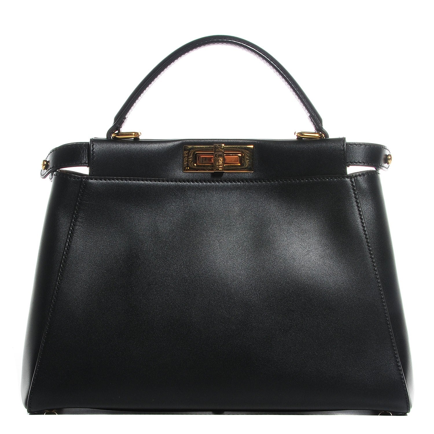 Fendi Vitello Morgan Fabric Jacquard Pequin Medium Peekaboo Iconic Satchel Black Tobacco 1 of 11